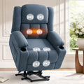 FLEXISPOT XL31 Power Lift Recliner Chair for Elderly, Electric Lift Chair with Massage & Heat, Fabric Reclining Sofa w/USB & Type-C Charging for Living Room Bedroom(Medium Size, Denim Blue)