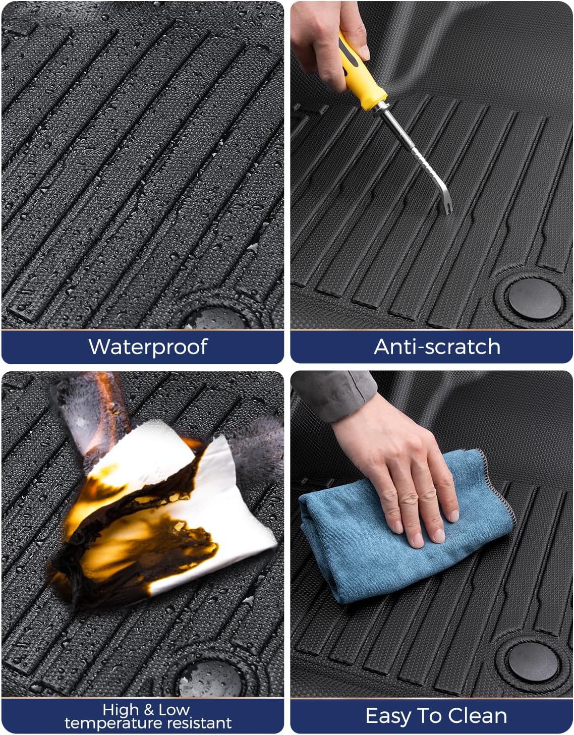 Custom Fit Floor Mats & Cargo Liner & Rear Seat Back Protectors for Ford Escape 2013-2019, All-Weather Rubber Mats, Full Interior Protection for SUV, Durable & Easy to Clean