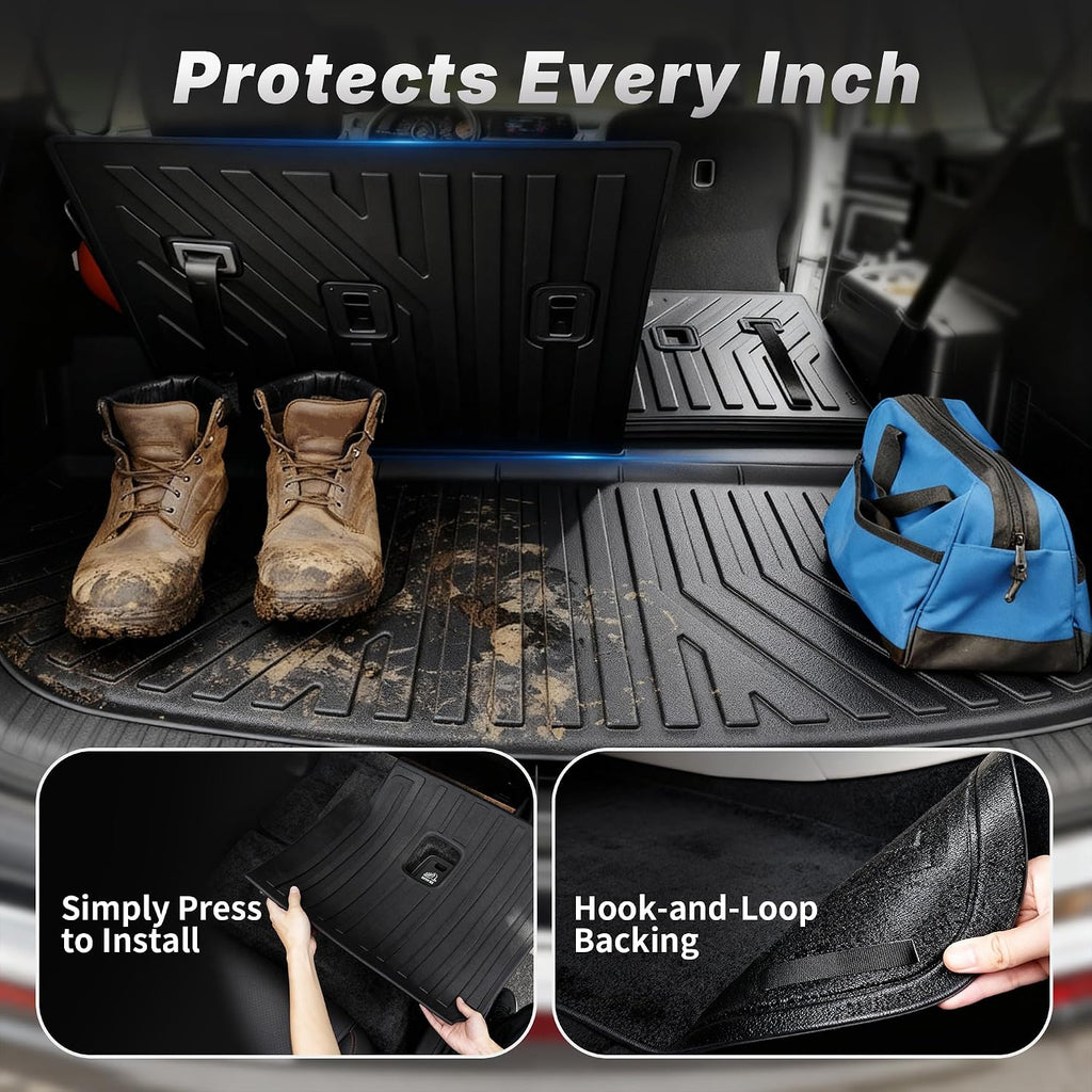 OEDRO Floor Mats & Cargo Mat Fit for 2018-2023 & 2024 Limited Chevy Traverse 7 Seats (2nd Row Bucket Seat),TPE All Weather Custom Fit Traverse Trunk Mat Backrest Mats Car Accessories