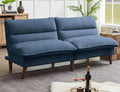 72' Futon Sofa Bed, Futon Couch with Adjustable Backrest, Recliner Small Loveseat for Living Room, Office, Apartment, Corduroy Loveseat, Blue