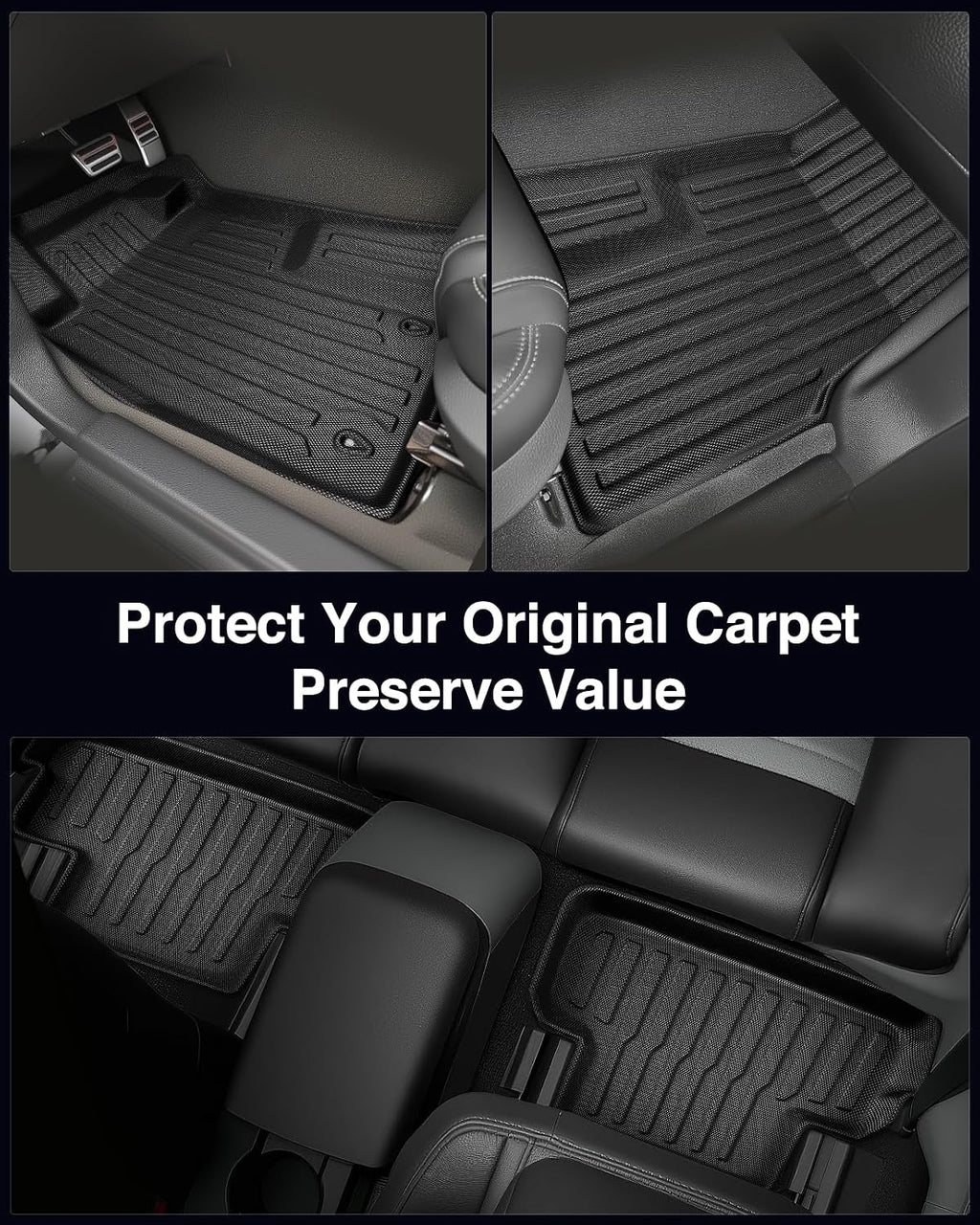 CreekT® Floor Mats & Cargo Liner for Ford Mustang 2010-2014 (Only Fits Coupe, Without Subwoofer in The Trunk) All Weather Rubber Floor Mats for Ford Mustang Accessories 2010 2011 2012 2013 2014(5 PCS)