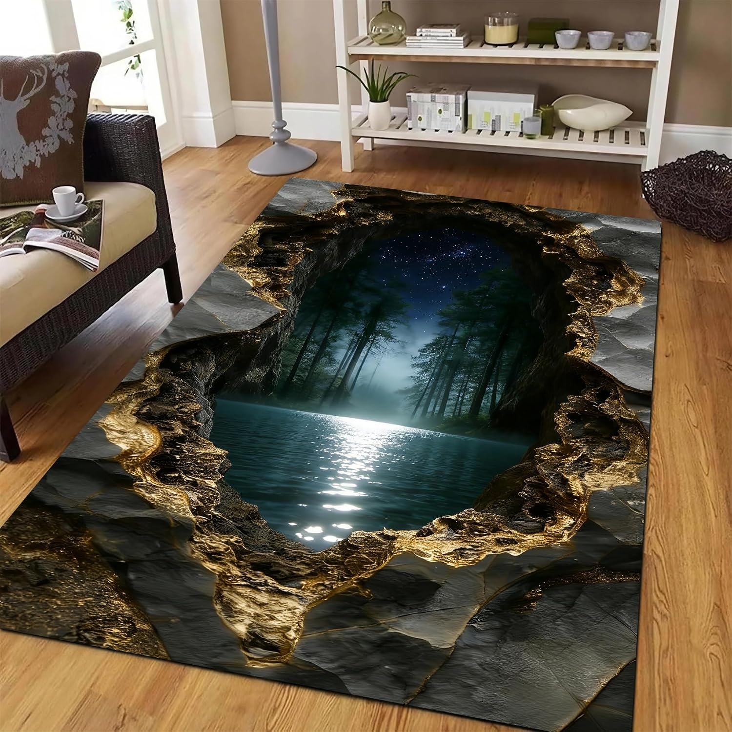 H,106'*149',3D Optical Illusion Rug for Bedroom, Area Rugs 8x10 for Living Room, 5x7 Floral Area Rugs Rugs, Non-Slip Cool 3D Rugs with Colorful Vortex Carpet for Livingroom Gameroom Home Decor