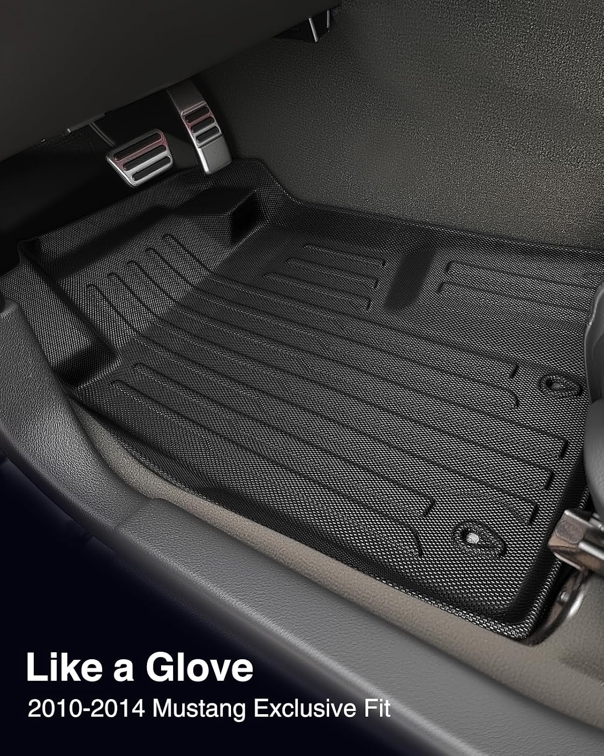 CreekT® Floor Mats & Cargo Liner for Ford Mustang 2010-2014 (Only Fits Coupe, Without Subwoofer in The Trunk) All Weather Rubber Floor Mats for Ford Mustang Accessories 2010 2011 2012 2013 2014(5 PCS)