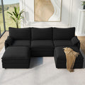 Vesgantti 108' U Shaped Sectional Couch, Comfy Cloud Modular Sectional Sofa with 2 Ottoman Deep Seat Chenille Modern Cloud Sofa, Modular Sofas for Living Room, Bedroom and Apartment, Black