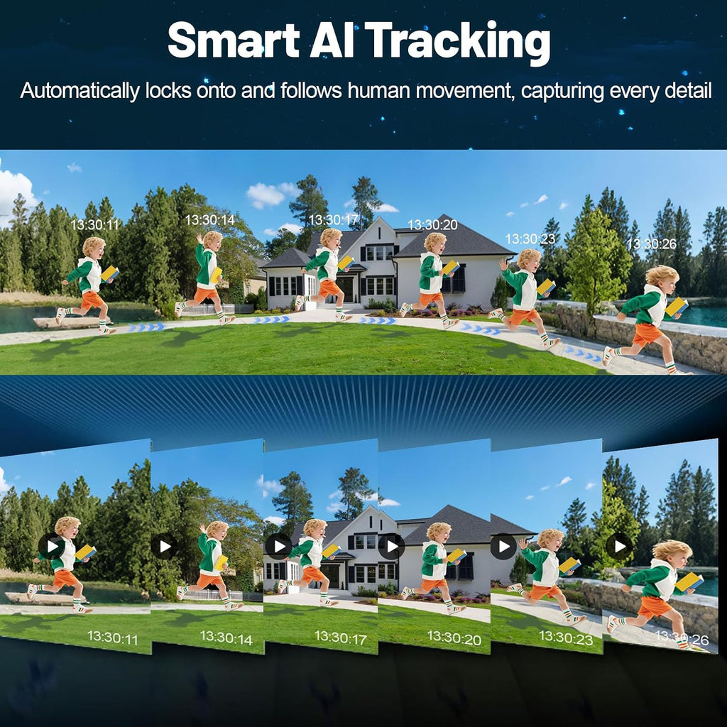 6-Cameras Wireless Outdoor Security System with 10CH NVR, 3MP HD Indoor CCTV AI Human Detection, 4 Night Vision, PTZ Control, 2-Way Audio, 1TB HDD, No Monthly Fee for Home Surveillance