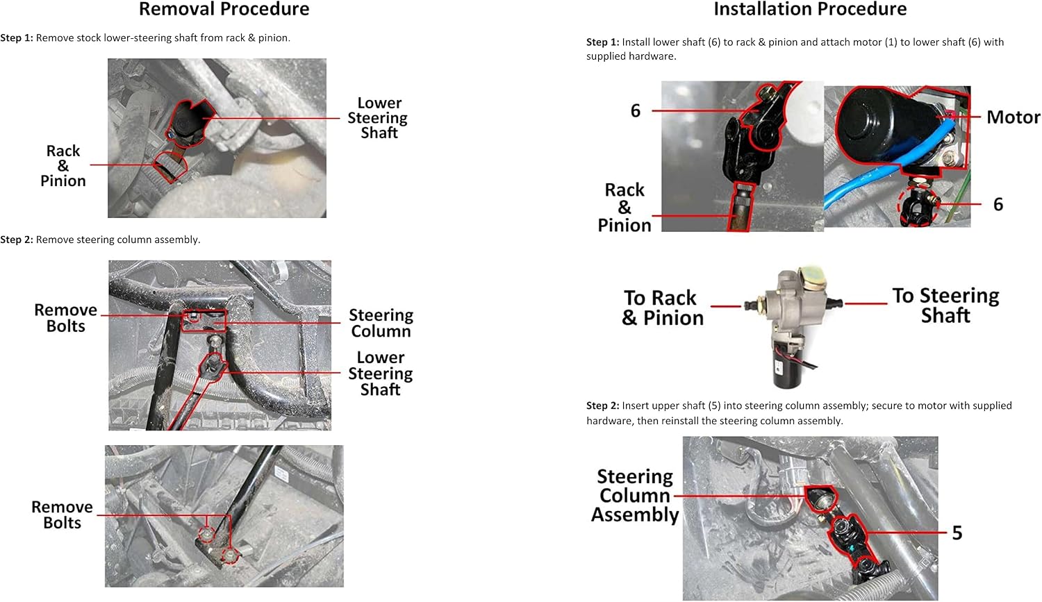 Rugged Front Electric Power Steering Kit for (2009-13) Honda Big Red, A Bolt On System, Steers Easily & Gets Rid of Wheel Jerk/Bump Steer When Navigating Terrains (See Fitment Details in Description)
