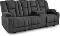MCombo Zero Gravity 3 Seater Power Reclining Sofa with Console, Heat and Vibration Massage, Recliner Couch for Living Room, Fabric 6035SET (Grey, 3 Seater with Console)