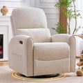 Power Swivel Rocker Recliner, Swivel Glider Nursery Recliner Chair with Lumbar Support, Upholstered Rocking Electric Recling Chairs for Adults Nursery, Living Room, Bedroom, Camel