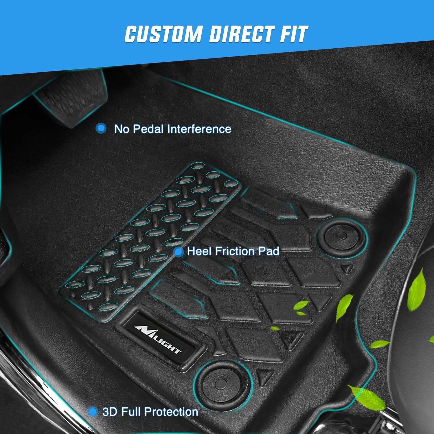 Nilight TPE Floor Mats for Ford Fusion Lincoln MKZ 2017 2018 2019 2020,All Weather Custom Fit Heavy Duty Floor Liners