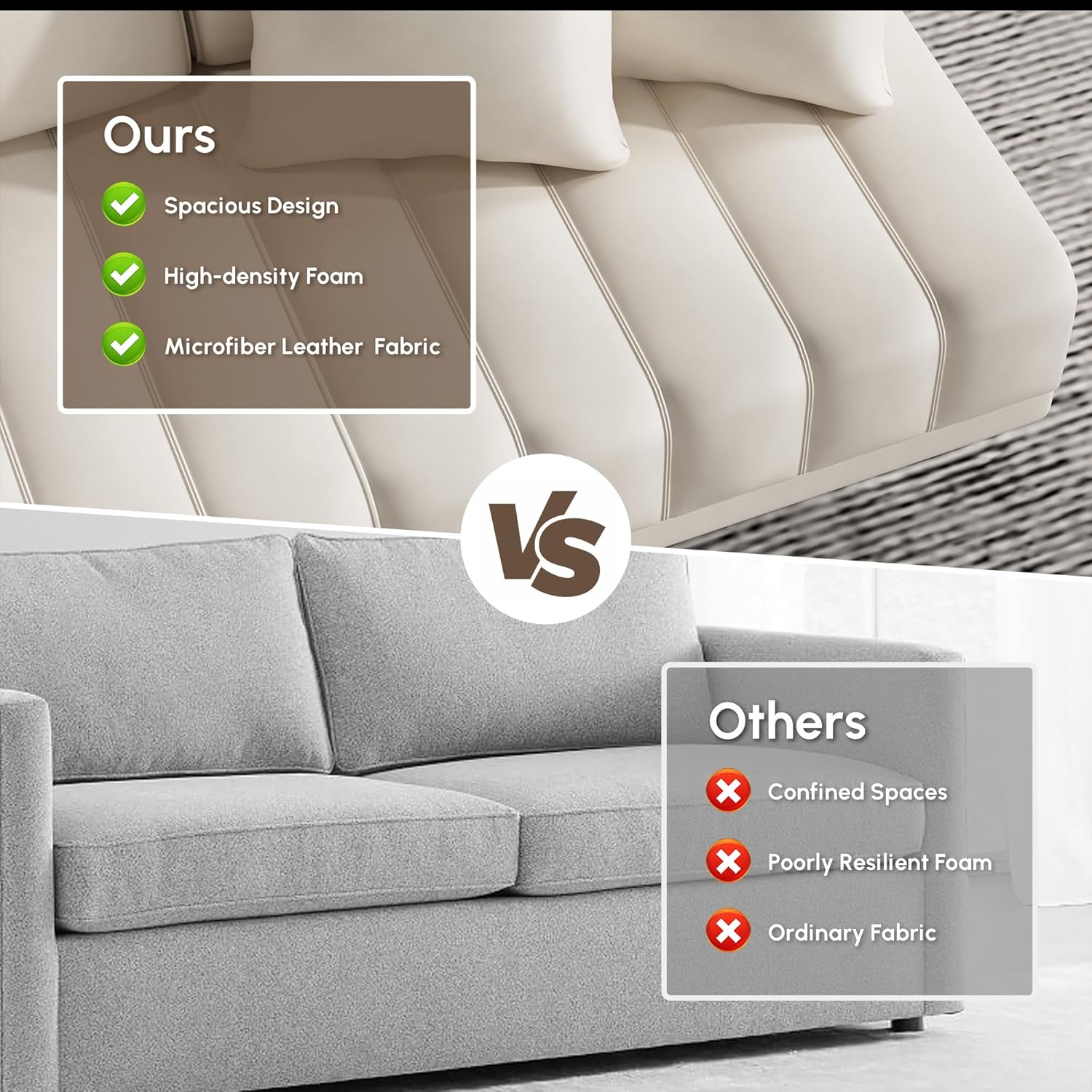 homary Leather Sectional Sofa – 126' Oversized L-Shaped Modular Couch with Storage Table & Ottoman, White Sofa for Modern Living Room or Family Space (Microfiber Leather, Ivory)