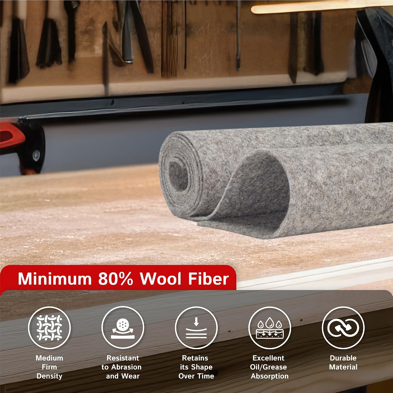 The Felt Store F-7 Industrial Felt – 72 Inch Wide x 3 Foot Long x 1 Inch Thick – SAE Pressed Felt for Automotive, Construction, Machinery Components