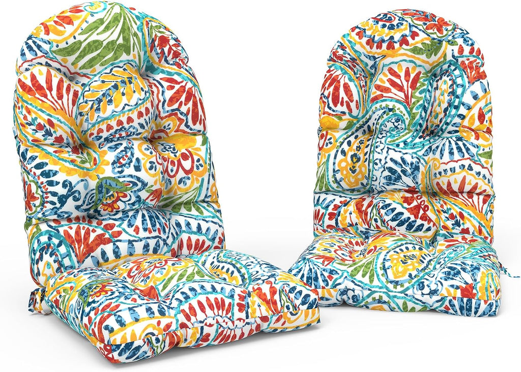 Indoor/Outdoor Adirondack Chair Cushions 44 x 19 x 4 Inch, Tufted Outdoor Rocking Chair Cushion, Anti-Slip High Back Patio Chair Cushions, Set of 2, Paisley Multi