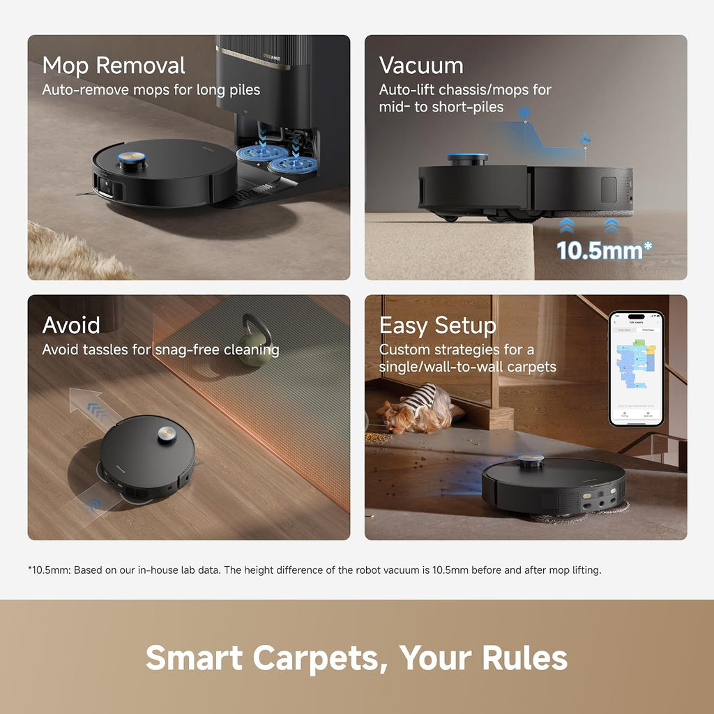 DREAME L60 Pro Ultra Robot Vacuum and Mop with Auto-Empty, 35,000Pa Suction, Hot Water Mop Self-Cleaning, and Smart Obstacle Avoidance, Black