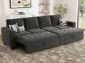 Belffin Modular Sectional Sleeper Sofa with Pull Out Bed Convertible Velvet Sleeper Sofa with Storage Sectional Couches for Living Room Grey