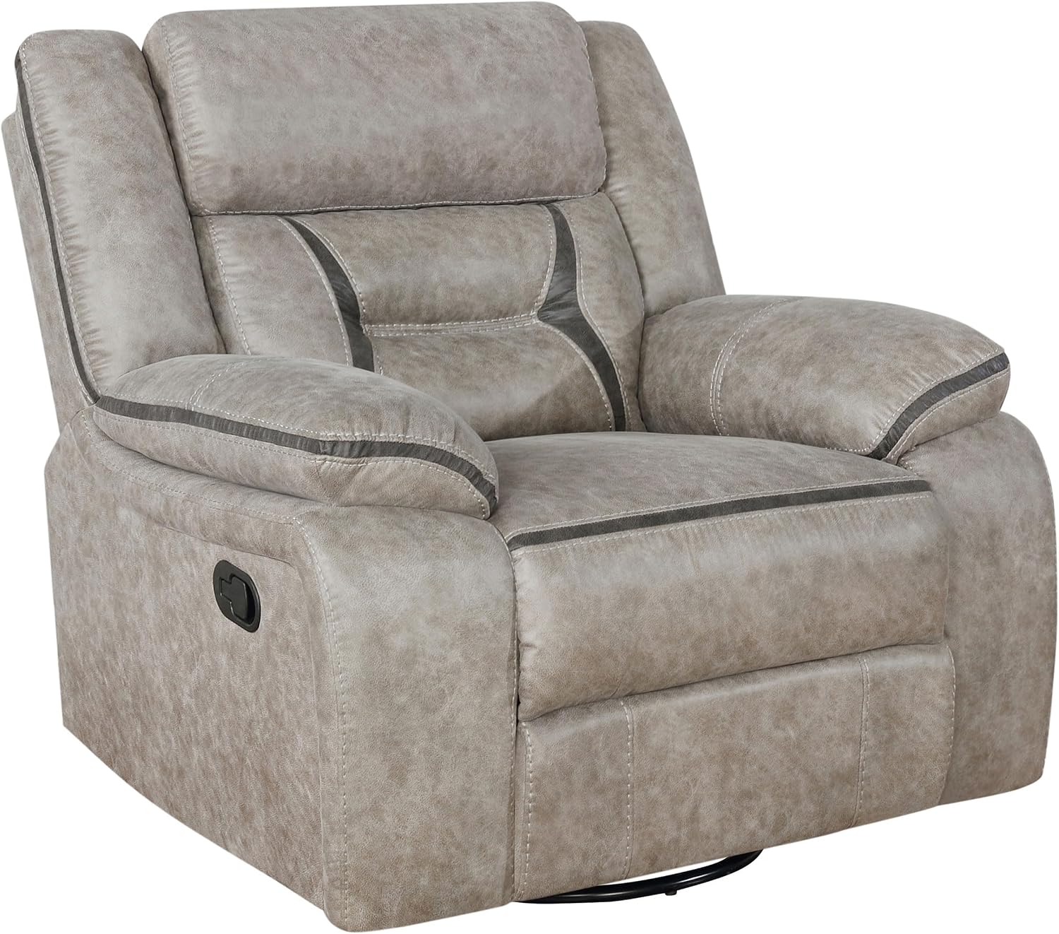 Coaster Home Furnishings - Greer - Leatherette Upholstered Swivel Glider Recliner Chair with Pocket Coil Cushions - Living Room - 41-Inch - Taupe - 651353