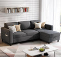 Grzyhem Sectional Sofas Couches for Living Room 78' L-Shaped Small Couch - Modern Linen Dark Grey Sofa with Storage Ottoman for Apartments, Studios Home Offices, Small Space