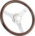 15.5'' 5-String Billet Banjo Full Wrap Steering Wheel with 9 Bolts 2'' Dish and Horn Button (Walnut Wood)