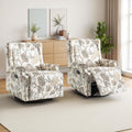 Swivel Rocker Recliner Chairs Set of 2, 360° Swivel Wingback Recliner Chairs for Adults, Upholstered Printed Fabric Glider Rocking Chair with High Back, Deep Seat for Living Romm Bedroom, Plants Beige