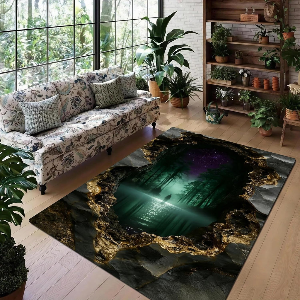 A,94'*118',3D Optical Illusion Rug for Bedroom, Area Rugs 8x10 for Living Room, 5x7 Floral Area Rugs Rugs, Non-Slip Cool 3D Rugs with Colorful Vortex Carpet for Livingroom Gameroom Home Decor