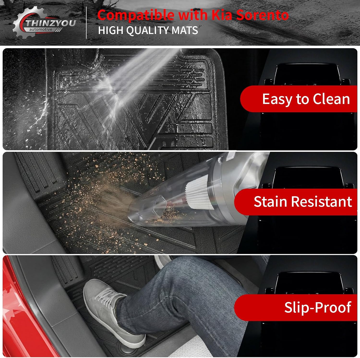 Floor Mats Compatible with 2021-2025 2026 Kia Sorento 6&7 Passenger Cargo Mat TPE Back Seat Cover Protector 2024 Sorento Accessories (Fit 6&7 Seats,Trunk Mat with Backrest Mats+Floor Mats)