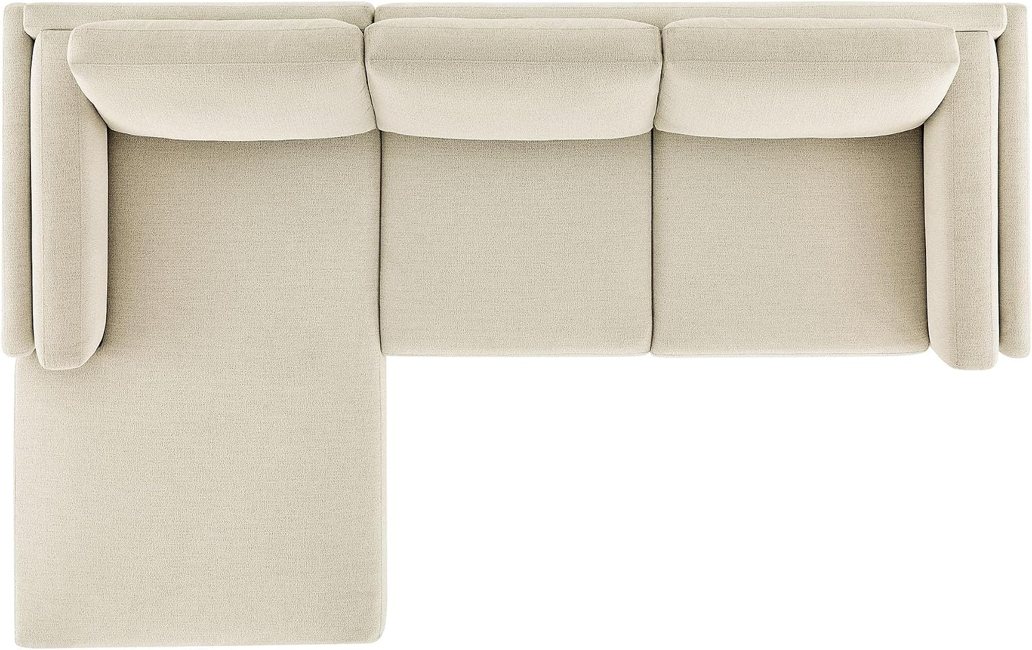 Modway Roscoe Left-Facing Sectional Sofa with Chaise in Ivory - 2-Piece Mélange Chenille Fabric Deep Seat Couch, L Shaped Modular for Living Room or Lounge