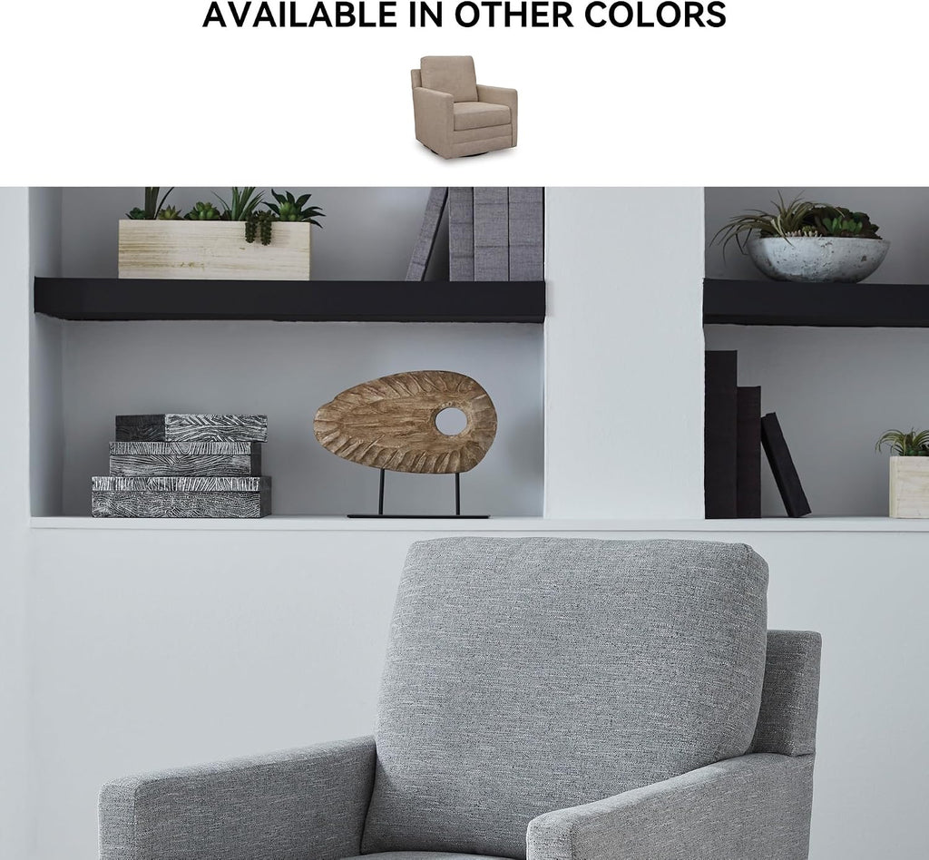 Signature Design by Ashley Freybourne Next-Gen Nuvella Casual Stain Resistant Swivel Accent Chair with Reversible Cushions, Light Gray