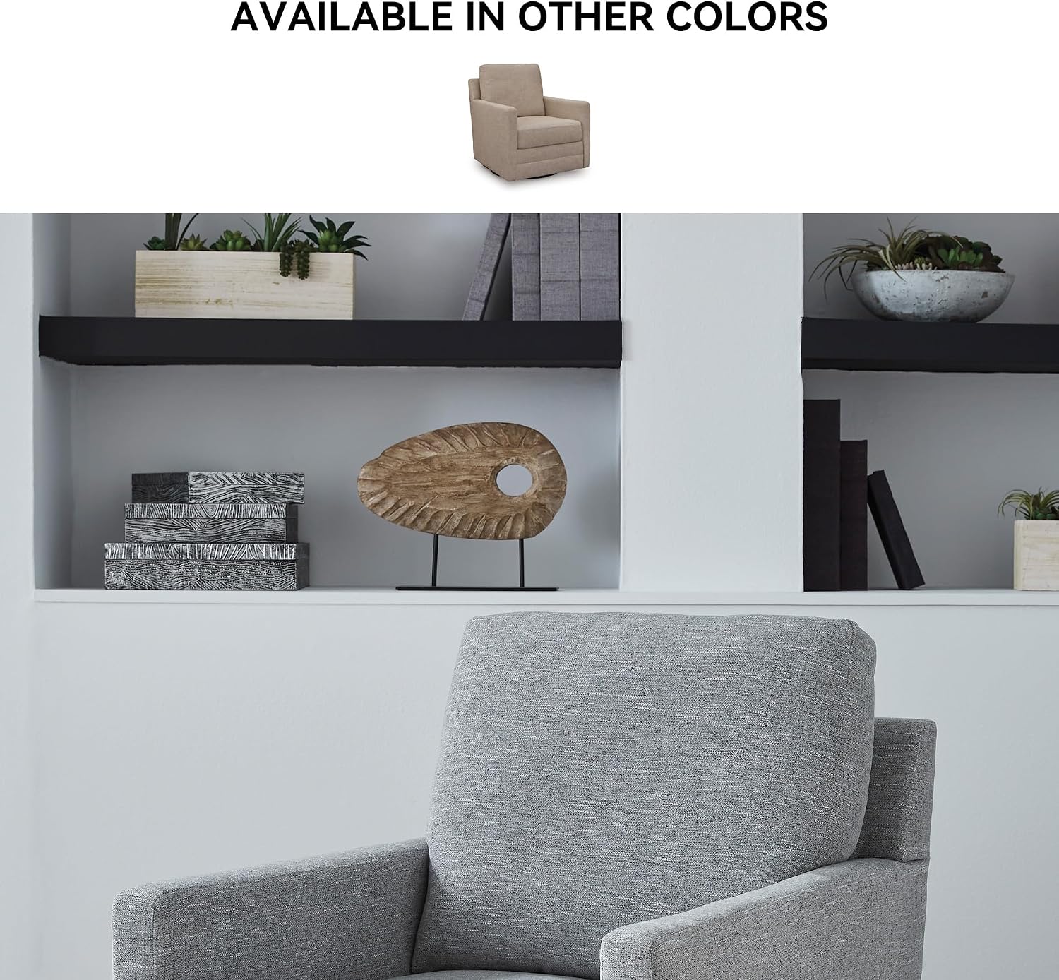 Signature Design by Ashley Freybourne Next-Gen Nuvella Casual Stain Resistant Swivel Accent Chair with Reversible Cushions, Light Gray