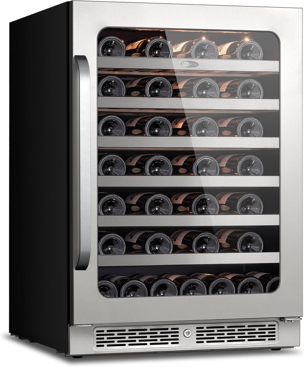 Whynter Wine Cooler Refrigerator, 24 Inch Large Wine Fridge, 40-65°F 54 Bottle Under Counter Wine Refrigerator, 3 LED Wine Cellar Glass Door, Built-in or Freestanding for Home Bar Kitchen 5.65 cu.ft