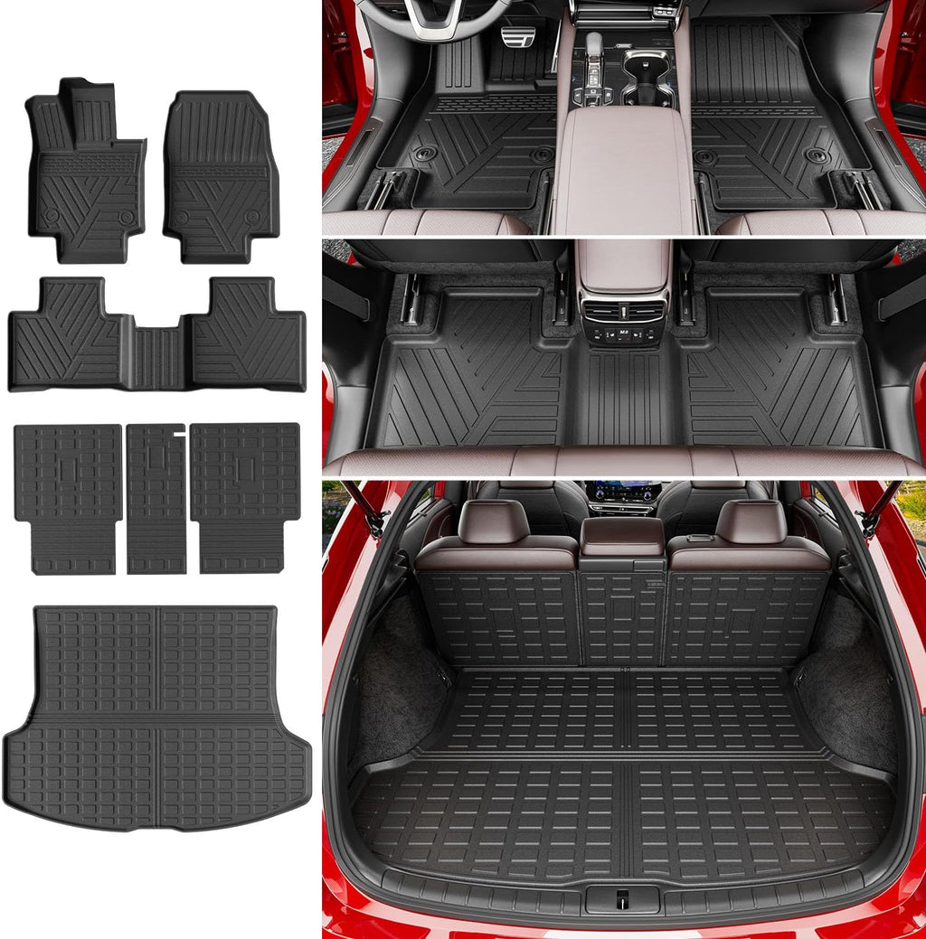 powoq Floor Mats Compatible with 2023-2026 Lexus RX350 RX350H RX500H Cargo Mat Floor Liner Cargo Liner TPE Replacement for 2023 2024 2025 2026 Lexus Accessories (Trunk Mat+Backrest Mats+Floor mats)