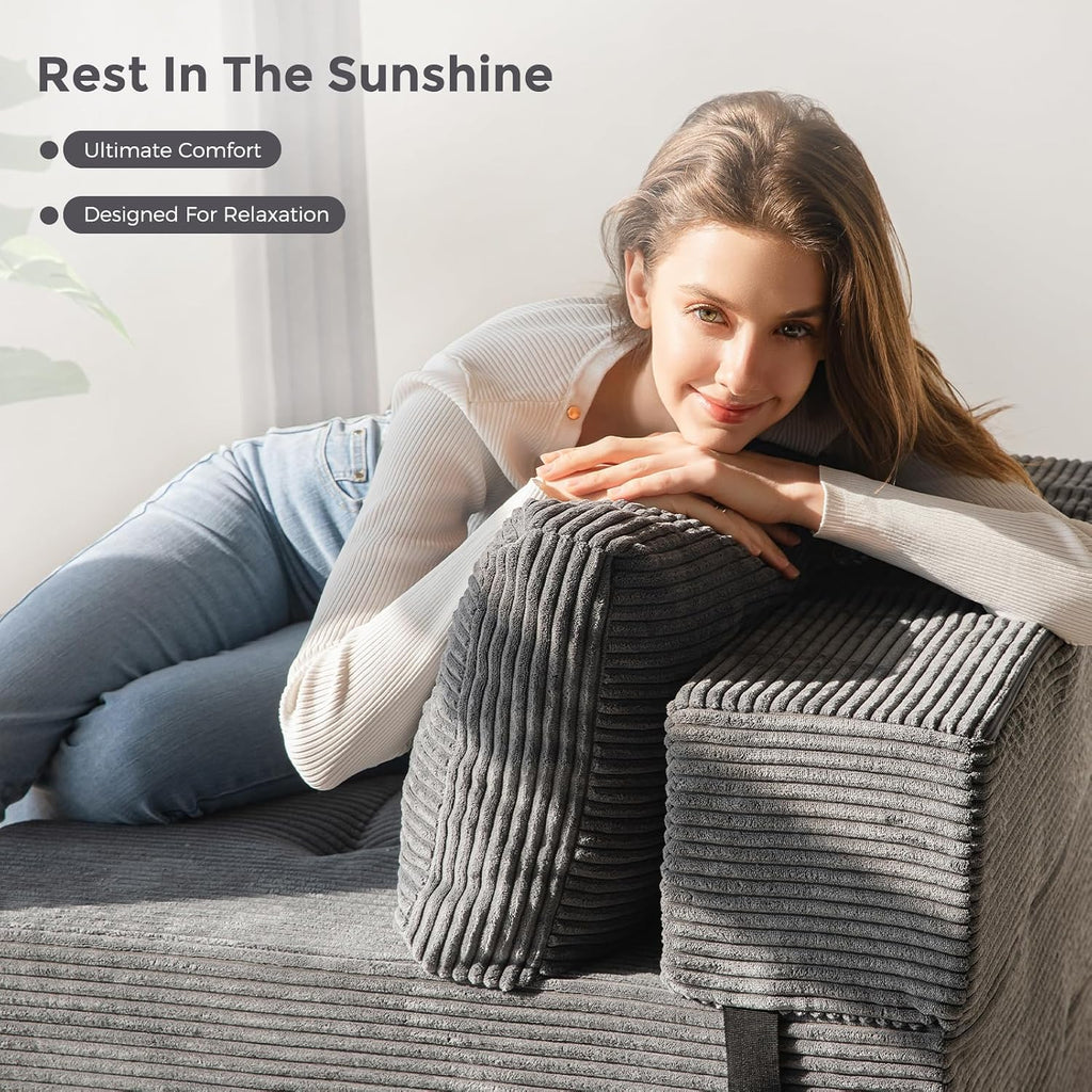 MAXYOYO Folding Sofa Bed, Convertible Sofa Bed with High-Density Support Foam, Portable 4 in 1 Fold Out Chair to Floor Lounger, Versatile Floor Couch for Living Room Bedroom, Dark Grey