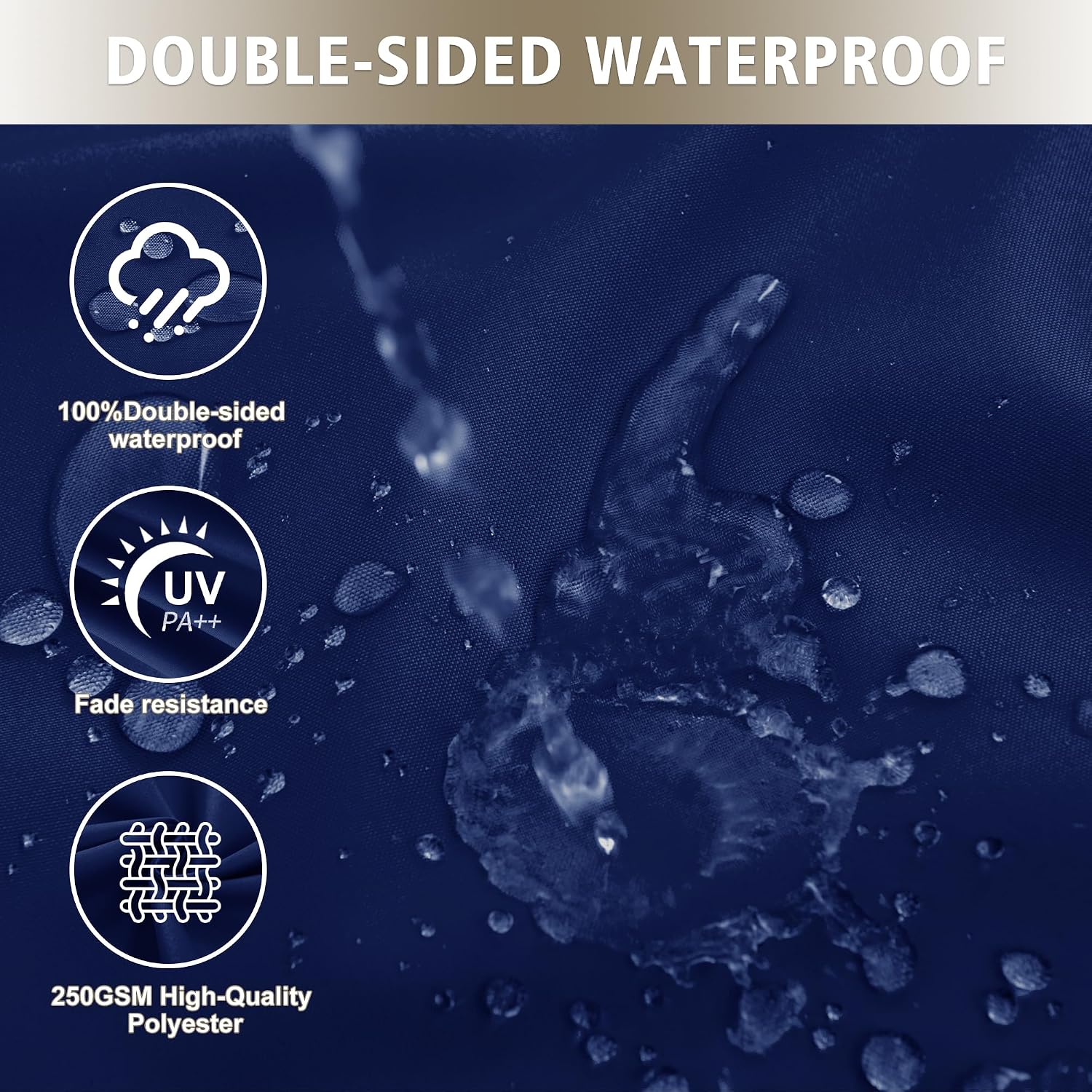 24x24 Inch Outdoor Cushions for Patio Furniture, Waterproof Outdoor Chair Cushions w/Fade-Resistant, Removable & Machine-Washable Covers, Deep Seat Sofa/Couch Pads Replacement – Set of 4, Navy Blue