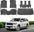 Floor Mats & Cargo Liner for Toyota Sequoia 2012-2022, All Weather TPE Floor Liners Custom Fit Sequoia Heavy Duty Car Mats 1st & 2nd & 3rd Row & Trunk Mat Accessories Odorless Anti Slip Black