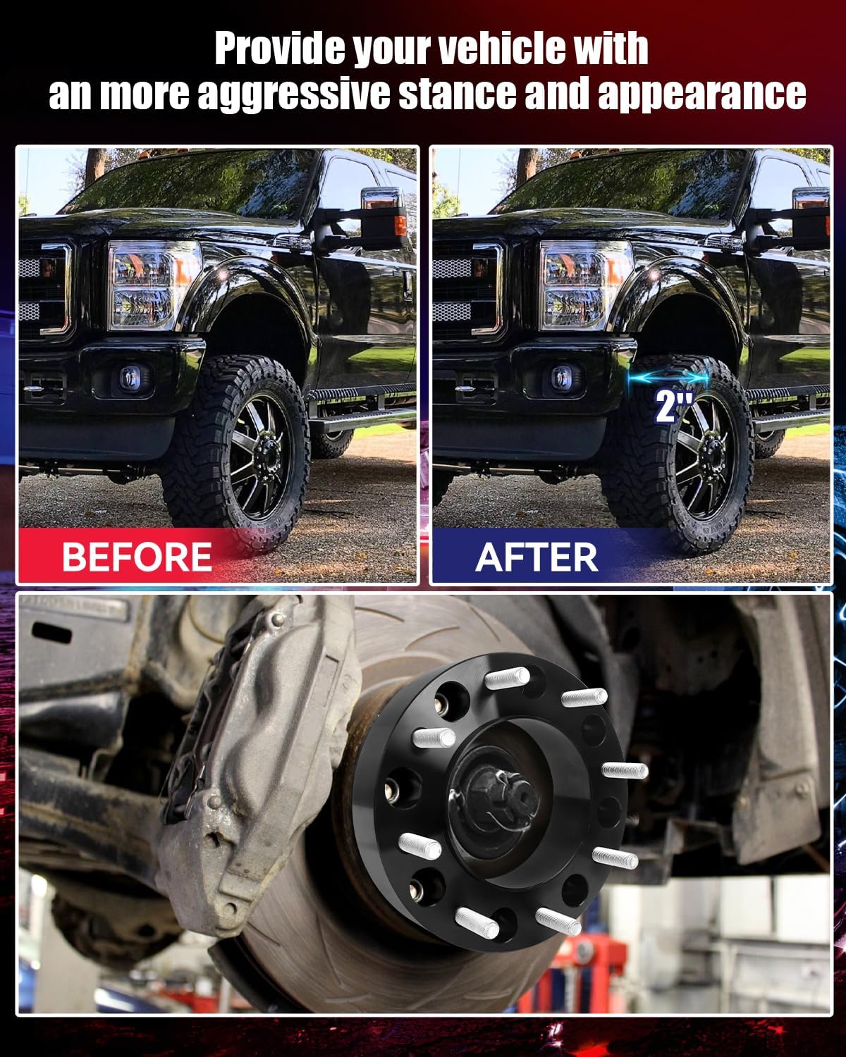 FLYCLE 8x200 Hubcentric Wheel Spacers, 2 inch 8x200mm Wheel Spacer M14x1.5 Studs & 142mm Hub Bore for Front Wheels 2005-2025 F350 Super Duty DRW, 2019-2025 Ram 3500 DRW