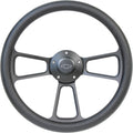 5-bolt Black Steering Wheel 14 Inch Aluminum with Black Vinyl Wrap and Chevy Horn Button
