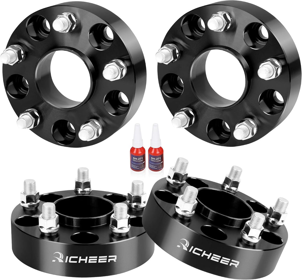 Richeer 1.5 inch 5x5 Hubcentric Wheel Spacers for 2018-2024 Wrangler JL, 2011-2024 Grand Cherokee WK2 WL, 2011-2023 Durango, 5x127mm Forged Wheel Spacer with 14x1.5 Studs & 71.5mm bore