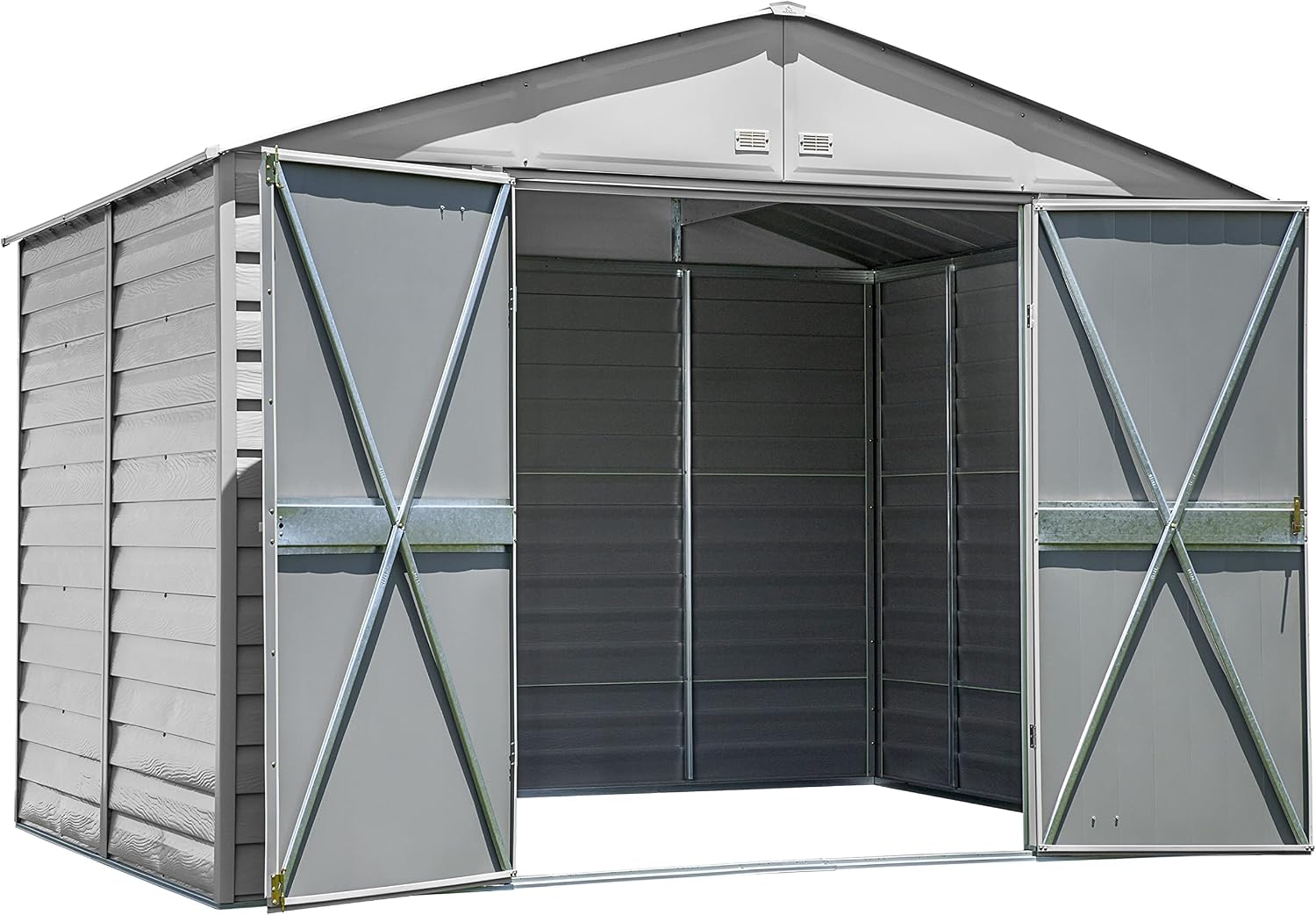 Arrow Select 10' x 8' Outdoor Lockable Steel Storage Shed Building, Flute Grey