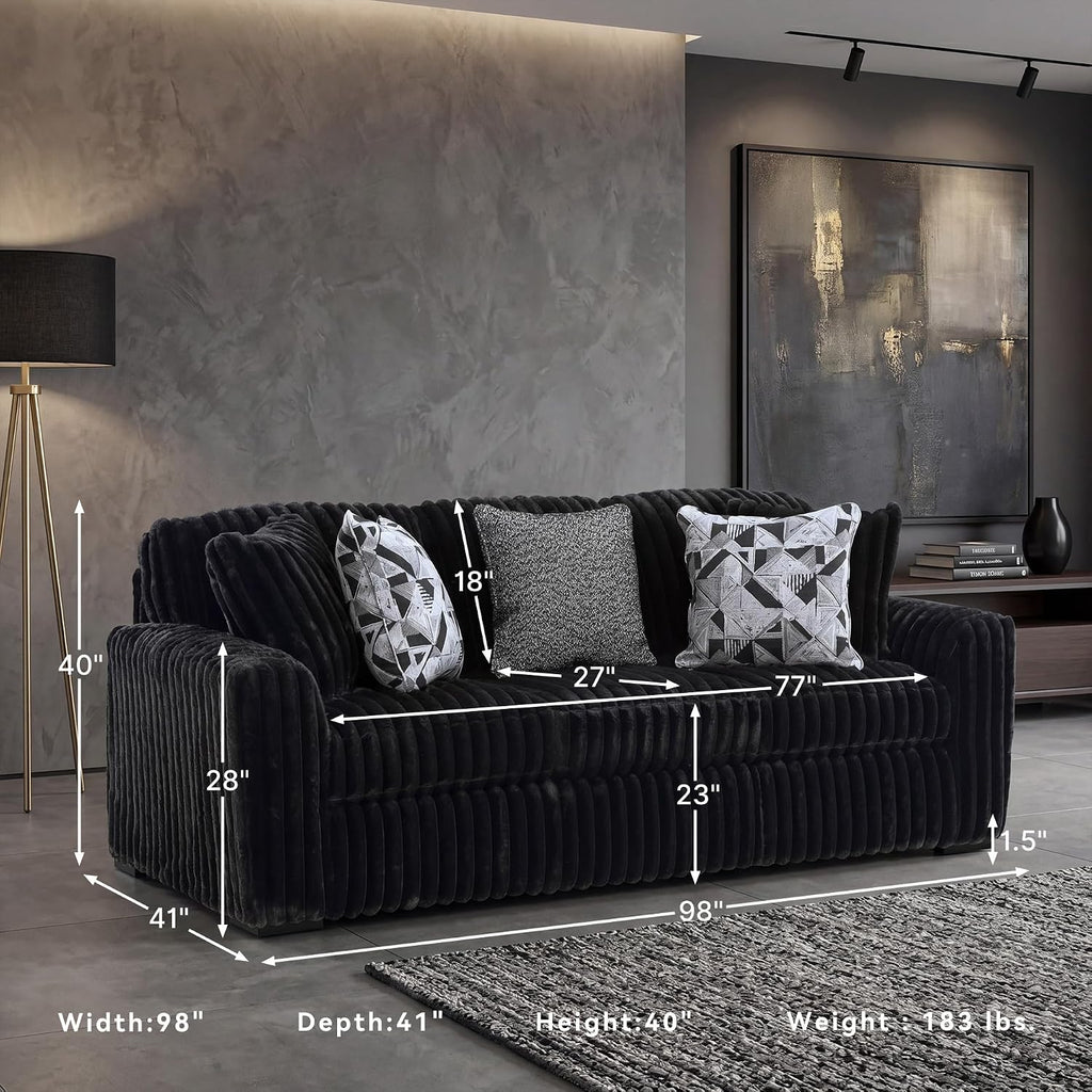 Signature Design by Ashley Midnight-Madness Modern Anti Sage Sofa with Reversible Cushions, Black