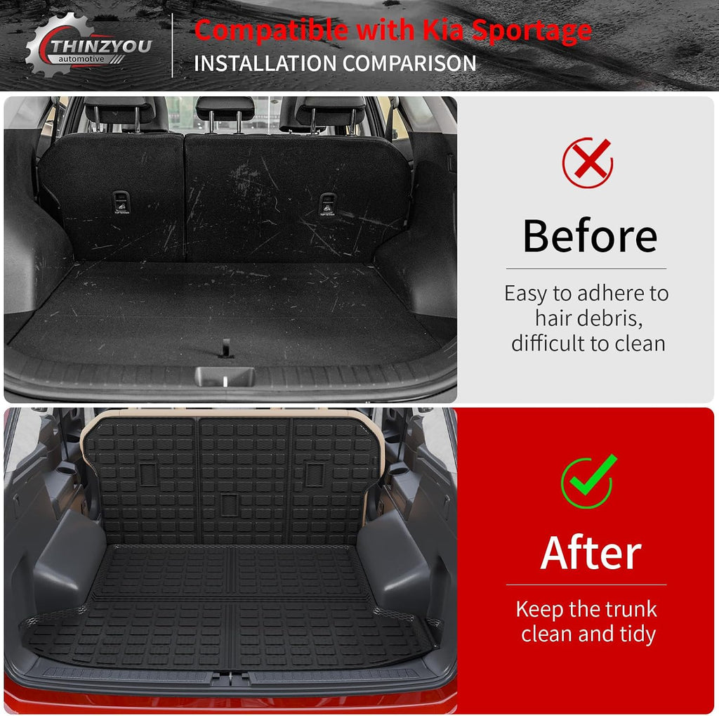 Floor Mats Compatible with 2023 2024 2025 2026 Kia Sportage Cargo Mat Cargo Liner TPE All Weather Back Seat Cover Protector 2025 Sportage Accessories (Trunk Mat+Backrest Mats+Floor Mats)