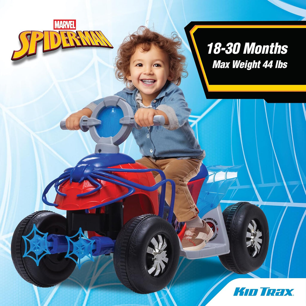 Kid Trax Toddler Marvel's Spider-Man Premium Toddler Quad Ride-On, Kids 18-30 Months, 6V Battery and Charger Included, Max Weight 44 lbs, Red