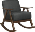 Lexicon Helena 28.5' W Fabric Wood Arm Rocking Chair, Dark Gray
