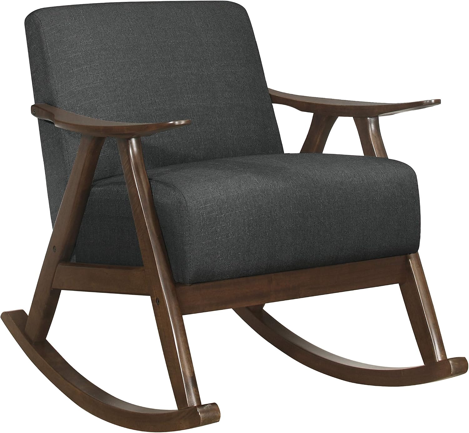 Lexicon Helena 28.5' W Fabric Wood Arm Rocking Chair, Dark Gray