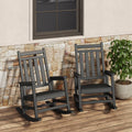 Garvee HDPE Rocking Chair Outdoor Set of 2 - Poly High Back Porch Rocker Chairs for Adults - All Weather Resistant Furniture for Patio Front Porch - Black