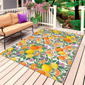 Orange Lemons Outdoor Rug for Patio/Deck/Porch, Non-Slip Large Area Rug 4 x 6 Ft, Summer Botanical Pastoral Elegant Indoor Outdoor Rugs Washable Area Rugs, Reversible Camping Rug Carpet Runner