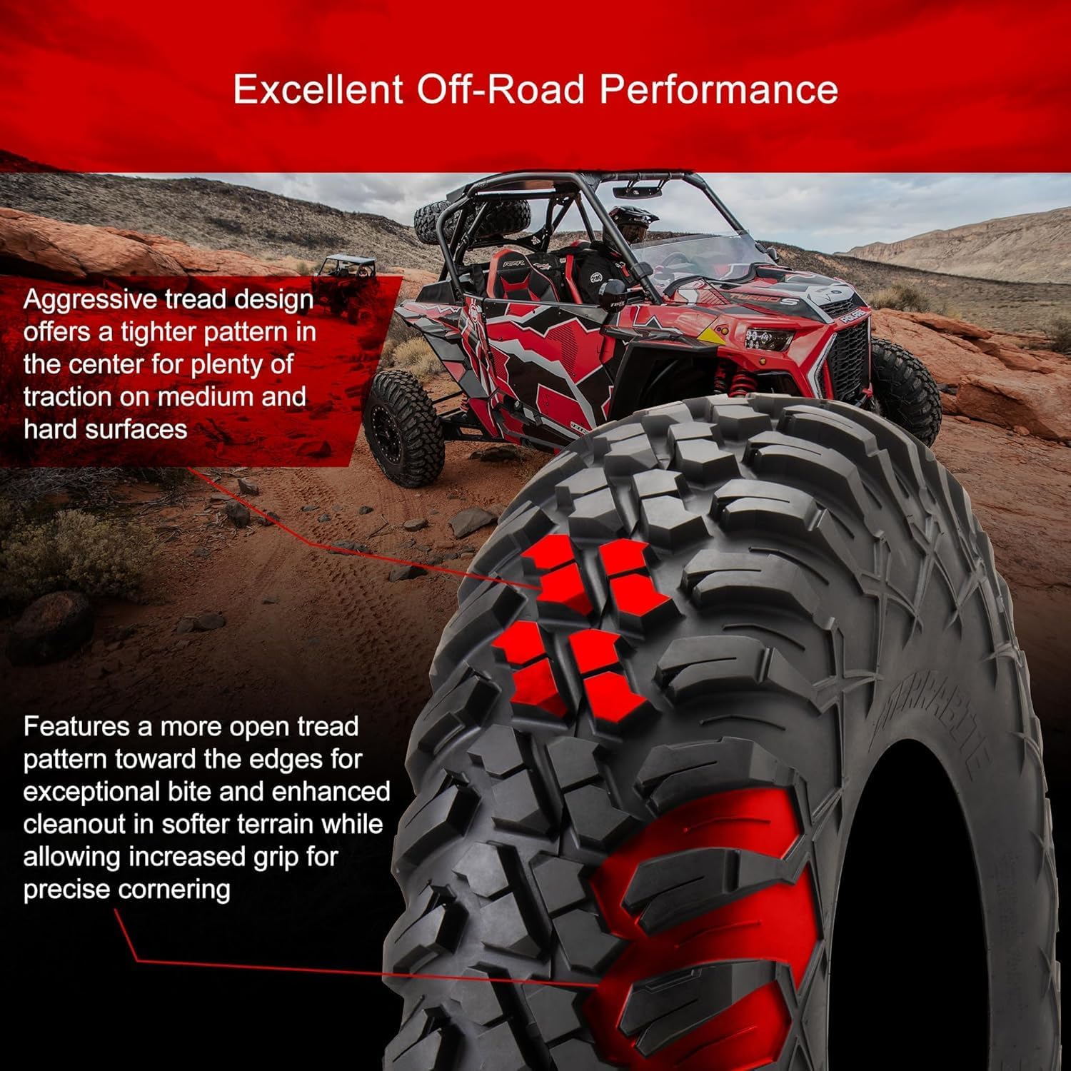 Tusk Set of 32x10-15 Tusk TERRABITE Heavy Duty 8-Ply Radial UTV Tires on UINTA Beadlock Wheels - Compatible with HONDA TALON 1000 UTVs 4/137 bolt pattern Includes Lug Nuts (5+2 Wheel Offset, Bronze)