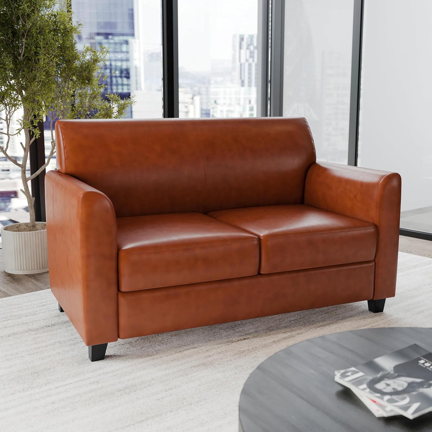 Flash Furniture HERCULES Diplomat Series Cognac LeatherSoft Loveseat