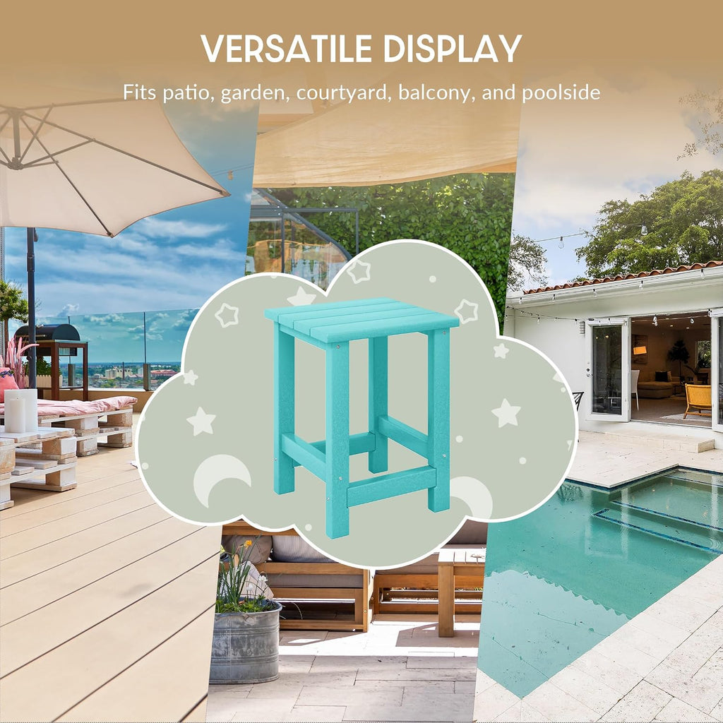 WestinTrends Malibu 3-Piece Kids Outdoor Rocking Chairs Set with Kids Square Side Table, Turquoise