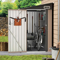 4x6 Lean to Yard Storage Shed, Outdoor Lean to Storage Sheds, Metal Wall Side Bike Shed with Lockable Door for Tool Garden Sheds for Patio Lawn Yard, Brown