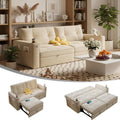 Queen Sofa Bed,Convertible Loveseat Sleeper Sofas,Couch with Pull Out Bed,Pullout Couch Bed for Small Space,Queen Sleeper Sofa Couches for Living Room,Apartment & Guest Room Beige | USB Port, Cup Holder