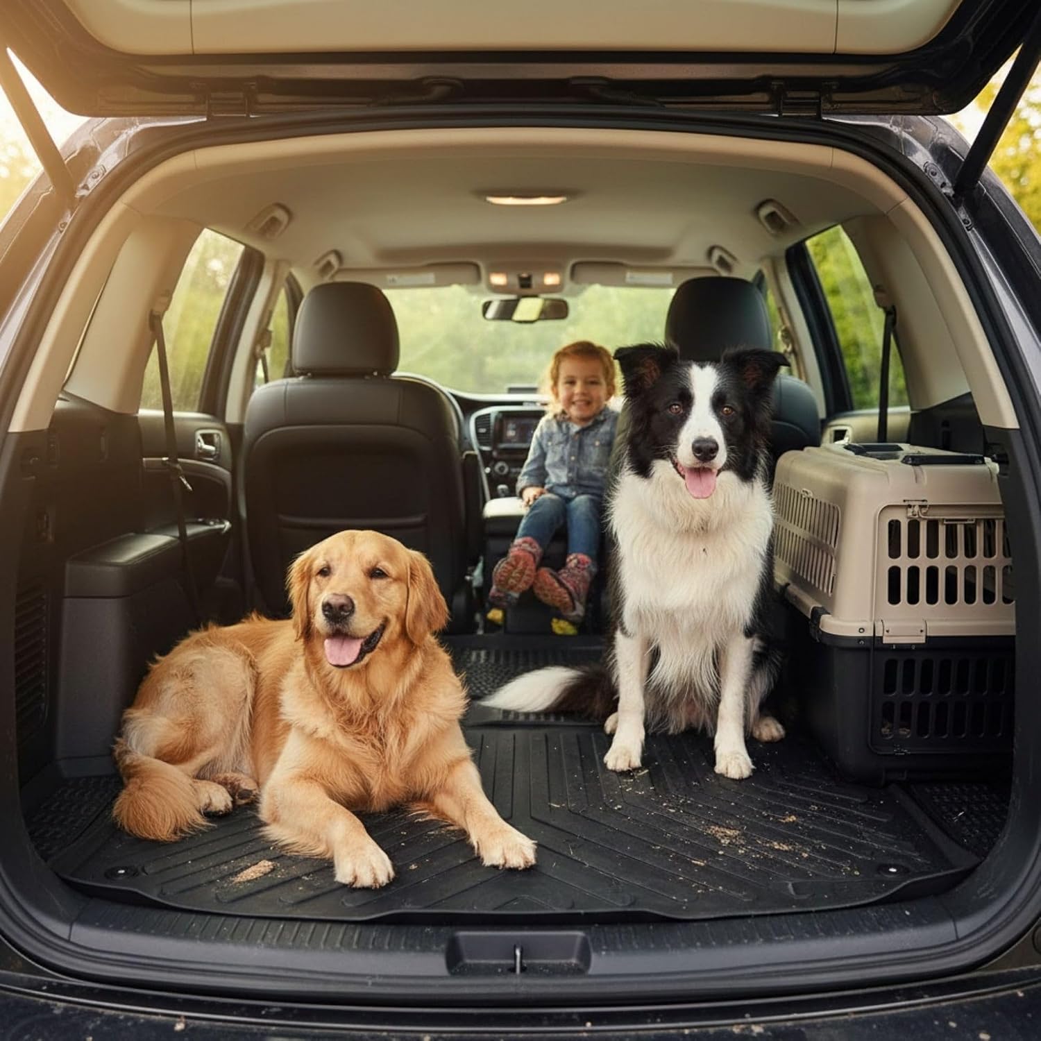 Floor Mats & Cargo Liner fits Toyota Yaris 2013-2020 Hatchback, Custom Fit All-Weather TPE Floor Liners, 3D Laser Measured, Waterproof, Durable, Black (Front, Rear & Cargo Set)