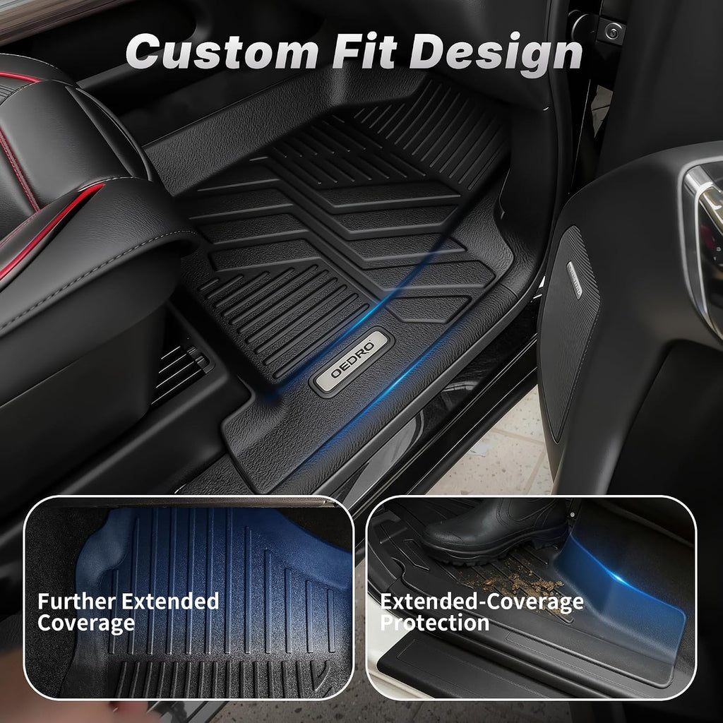 OEDRO Floor Mats for 2024 2025 2026 Chevy Trax/Buick Envista, Custom Fit TPE All Weather Trunk Mat with Backrest for Chevy Trax Accessories, Anti-Slip Back Seat Protector, Full Mat Set, Black